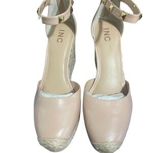 INC Women  Blush Almond Toe Espadrille Wedge Summer Vacation Sandal sz 11M NIB